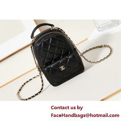 Chanel Lambskin & Gold-Tone Metal Mini Backpack Bag AP3753 Black 2025